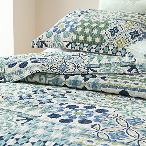 Cotton Bedspread Quilt Sets Reversible Coverlet Sets Comforters Vintage Bohemian Patchwork Bedspread (3 Count)