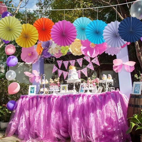 Purple Party Decorations DIY Purple Paper Fans Hanging Decoration 12in DIY