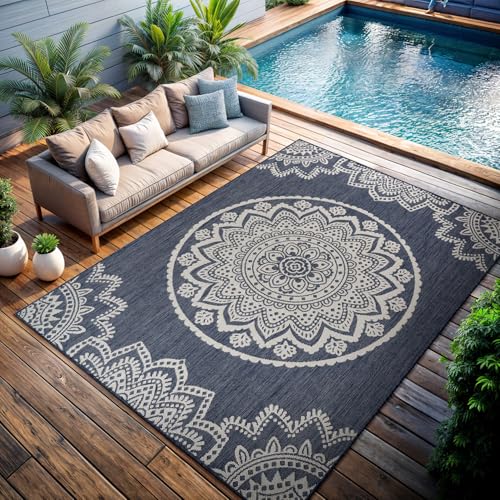 Outdoor Rug 8x10 Modern Area Rugs for Indoor and Outdoor Patios and Porches