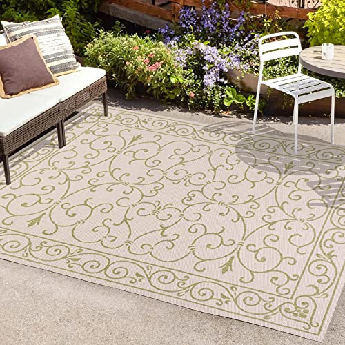 Vintage Filigree Indoor Outdoor Area Rug 4X6 Cream