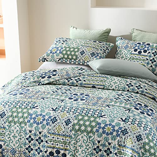 Cotton Bedspread Quilt Sets Reversible Coverlet Sets Comforters Vintage Bohemian Patchwork Bedspread (3 Count)