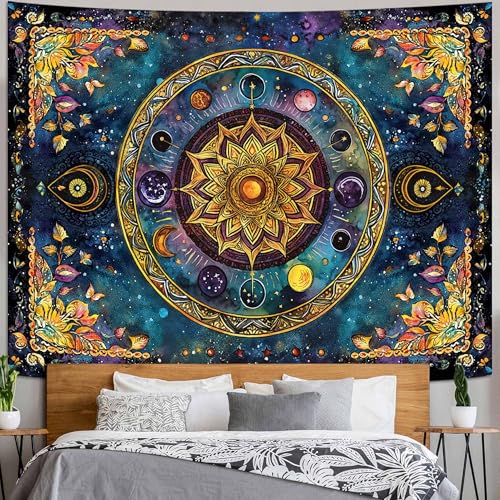 Mandala Solar System Tapestry Boho Tapestry for Bedroom Galaxy Tapestries Wall Hanging Living Room Wall Art and Home Decor 70x90