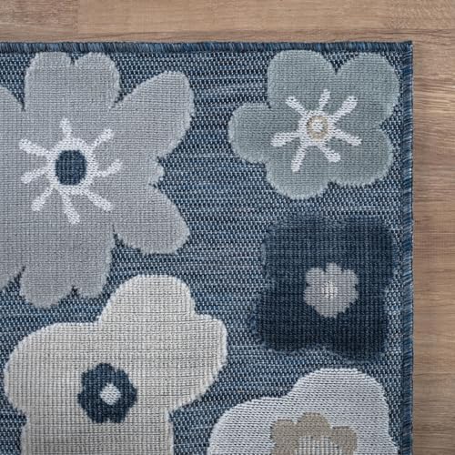 Outdoor Rug 8x10 Modern Floral Tropical Area Rugs for Outdoor and Indoor Patio Easy to Clean Non Shedding Living Room Porch Garden Washable Outside Carpet (80 Sq Ft)