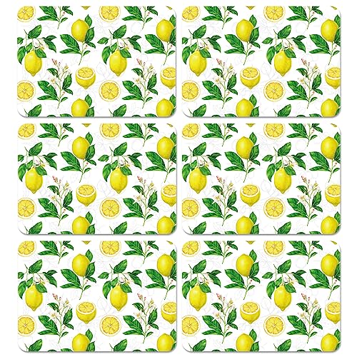 Lemon Placemats Set of 6 Summer Plastic Table Mat 17×13×0.04in (6 Count)