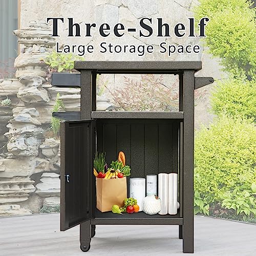Domi Grill Carts Outdoor with Storage and Wheels