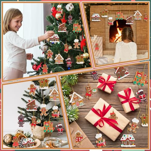 12pcs Gingerbread Man Ornaments for Christmas Tree (12 Count)