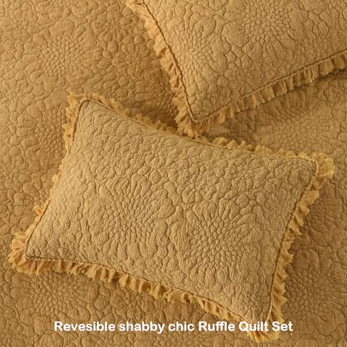 Yellow Ruffled Quilt Twin Size