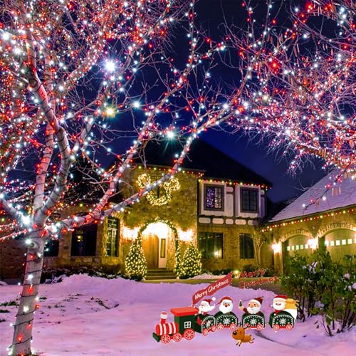 75.8FT 200 LED Extendable Red White Christmas String Lights Indoor Outdoor