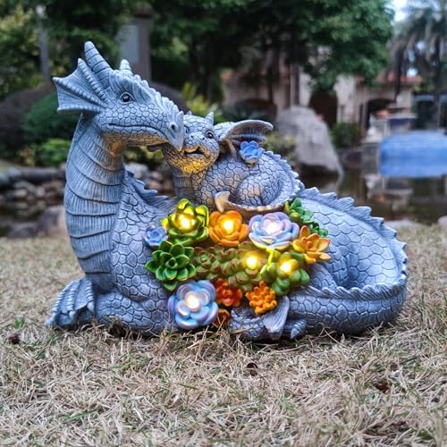 Solar Dragon Statue with LED Lights