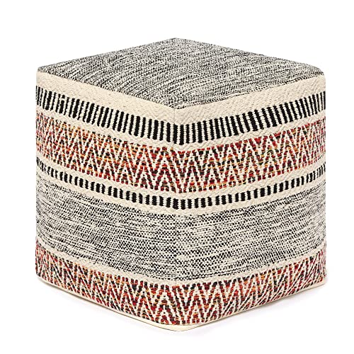 Pouf Ottoman with Filler Textured Storage Cube Bean Bag Pouffe Footrest for Living Room