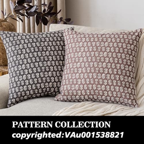 Decorative Floral Print Throw Pillow Covers 20×20 Inch (2 Count)