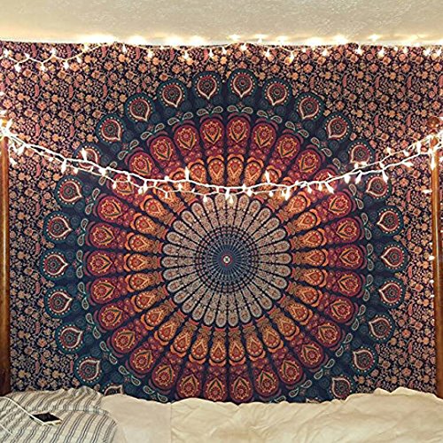 Blue Orange Tapestry Mandala Wall Hanging
