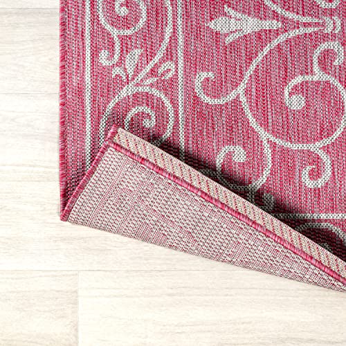 Vintage Filigree Indoor Outdoor Area Rug 4X6 Fuchsia