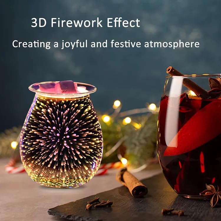 Electric Wax Melt Warmer with 3D Firework Glass Design