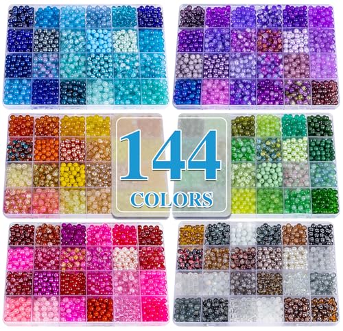 About 7200PCS 6mm Glass Beads Bracelet Making Kit (7200 Count)