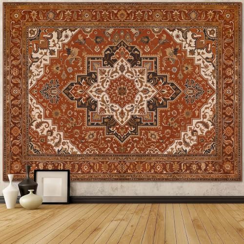 Vintage Floral Tapestry Wall Hanging Hippie Indian Bohemian Mandala Tapestry Aesthetic Retro Carpet Brown Large Tapestries for Mural Bedroom Living Room Dorm Decor 80 x 60 Inch