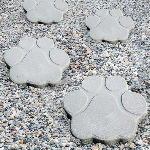Set of 2 Large Paw Print Stepping Stones Mold Pavers for Outside Walkway (2 Count)