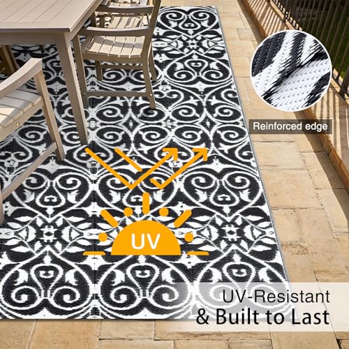 Outdoor Rug 5x8 ft Waterproof Reversible Floral Mat