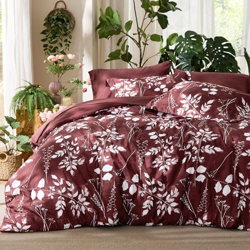 Floral Burgundy Comforter Set