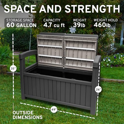 2 Seat Outdoor Storage Bench with Rain Cover