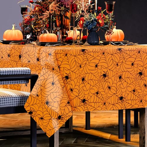 4 Pcs Halloween Plastic Tablecloths Colored Spider Web Disposable Table Cover Spiderweb Rectangle Table Cloth for Trick or Treat Holiday Party Decor (4 Count)