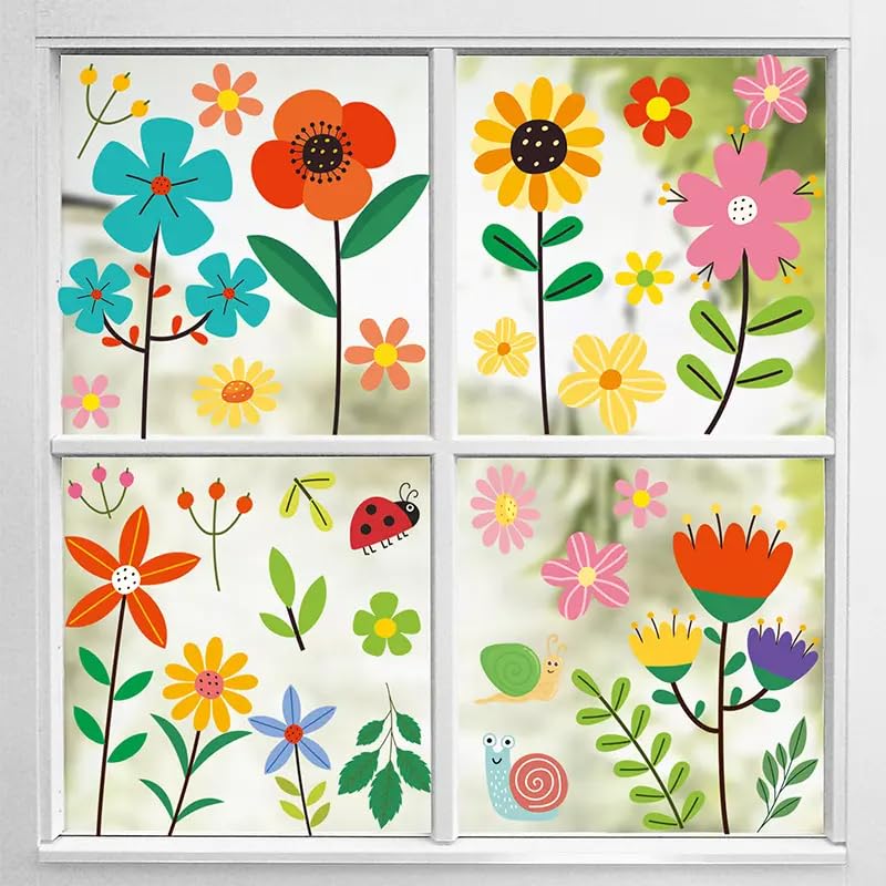 Set of 93 PCS Hello Spring Summer Window Cling Sticker Daisy (93 Count)