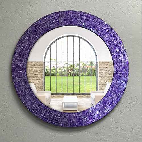 24" Round Rainbow Mosaic Wall Mirror