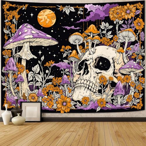 Skull Mushroom Tapestry