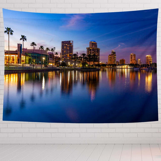 Night Tapestry For Bedroom St Petersburg Florida At Night Tapestries Wall Hanging For Living Room Dorm Office 80×60 In - HavenBliss Decor