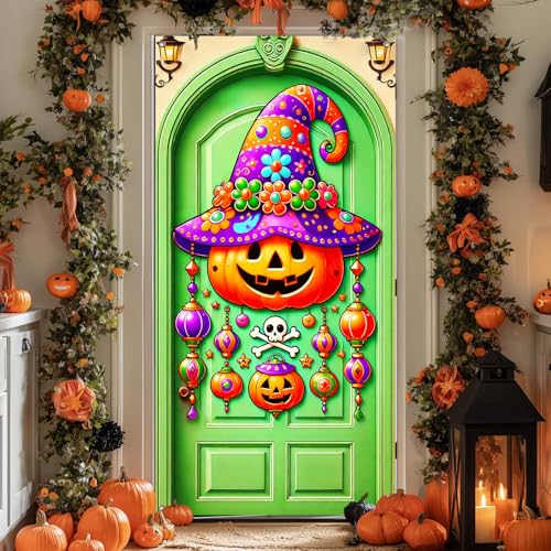 Halloween Door Banner Jack Lantern 35x71 Inch Polyester