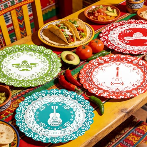 48PCS Fiesta Mexican Paper Plates (48 Count)