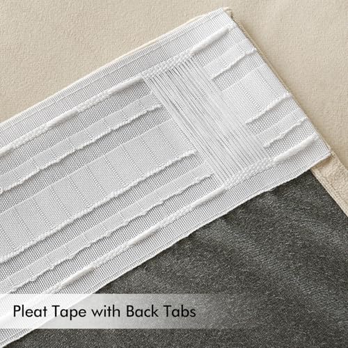 Cream Beige Velvet Pinch Pleat Blackout Curtains W52 X L90 Inches (2 Count)