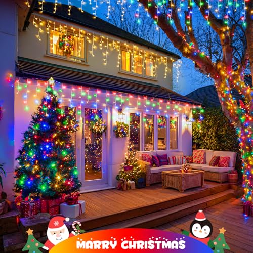 Color Changing Icicle Lights for Outside (38.8 Foot)