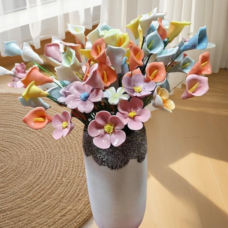 10 PCS 3D Flower Ceramics Mosaic Tiles (8 Ounce)