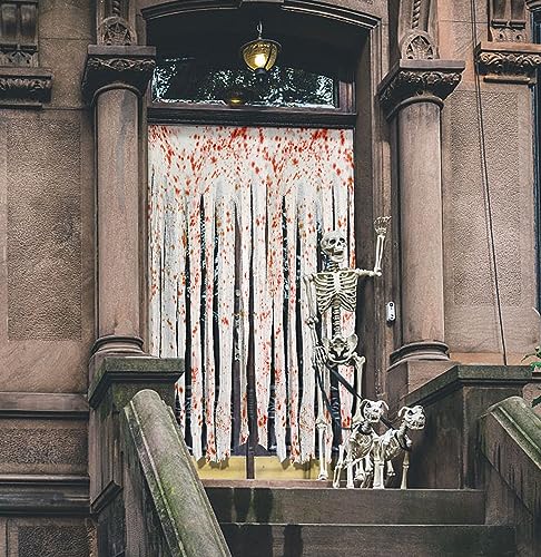 85" x 60" 2pcs Halloween Door Curtain Decoration with Bloody Hand Prints