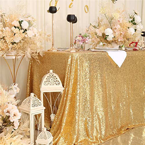 Sequin Tablecloth 50x72 Inch Gold for Wedding Party