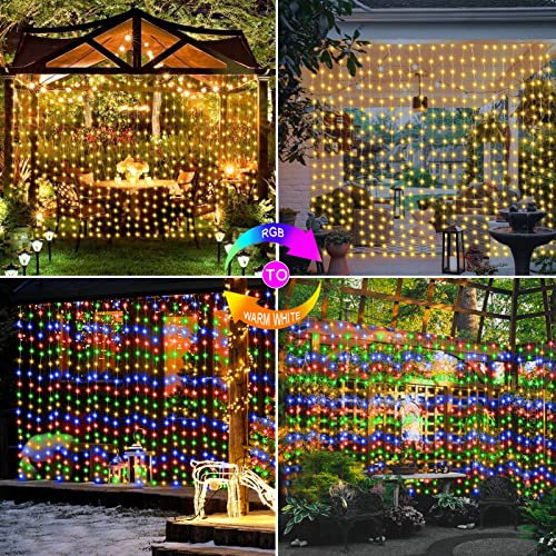 600 LED Curtain Lights 20Ftx10Ft Dual Color Changing Lights with Remote (600 Count)