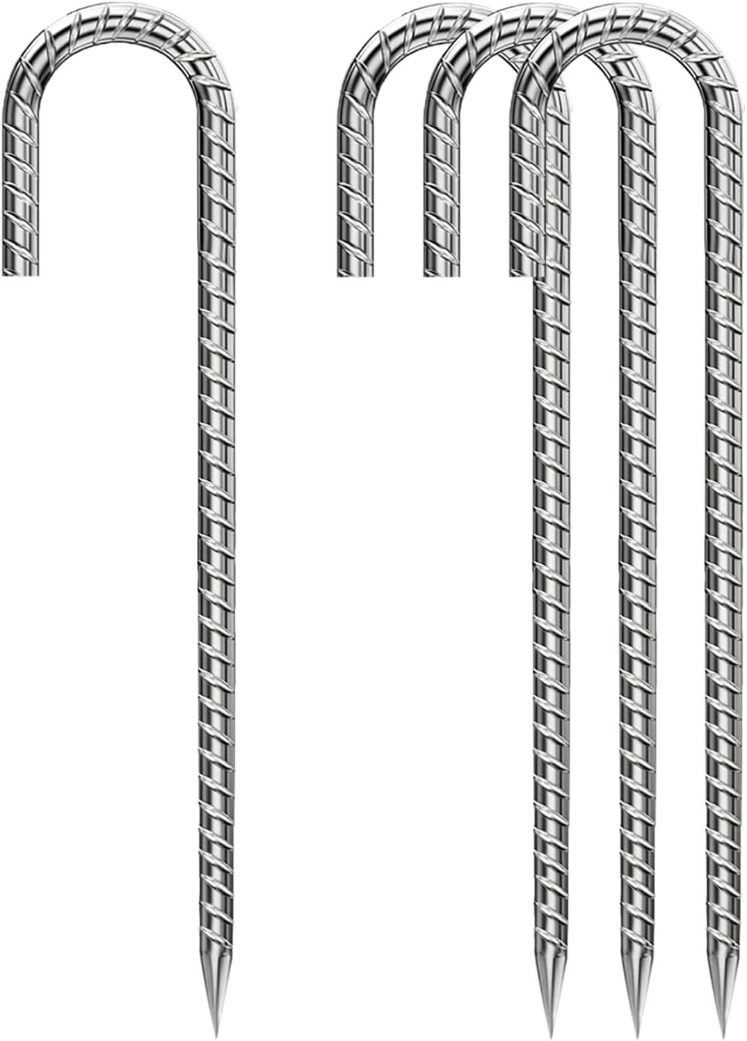 Rebar-Stakes-12-Inch, Ground Stakes Heavy Duty J-Hook Galvanized Anti-Rust Heavy Duty Ground Anchors for Garden Dog Fence Chicken Coop Christmas Decorations Deer Fence 4pcs - HavenBliss Decor