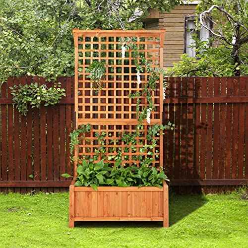 2 Pcs Raised Garden Bed with Trellis (2 Count)
