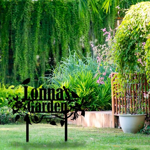 Personalized Flower and Bird Metal Garden Stake