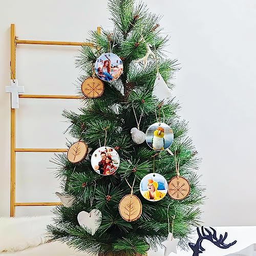Personalized Christmas Ornaments 2025 Ceramic Custom Picture Text Hanging Ornament Customized Christmas Tree Decorations Keepsake Gift for Family Couples Xmas Tree Home Decor