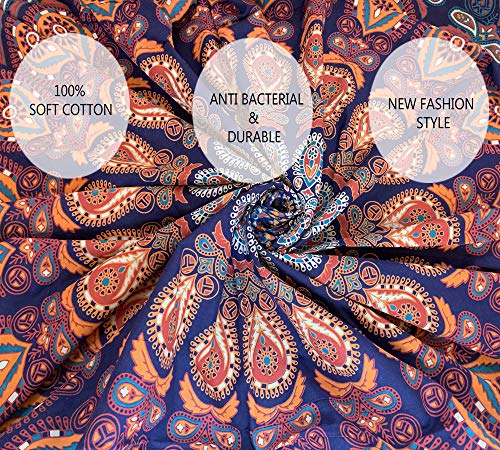 Blue Orange Tapestry Mandala Wall Hanging