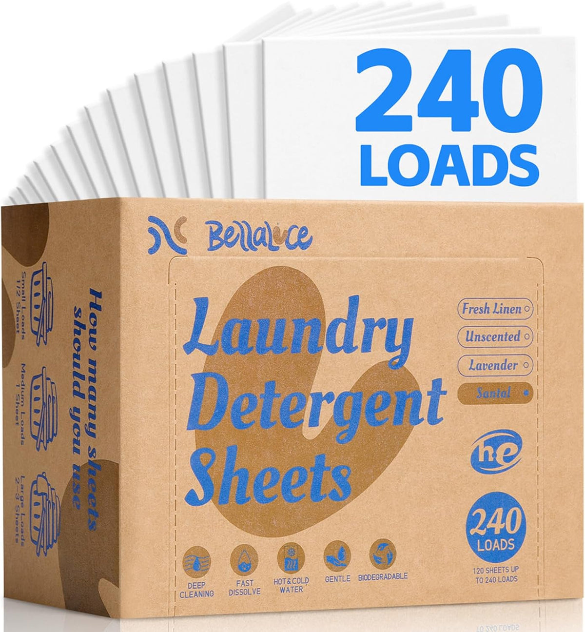 Laundry Detergent Sheets - 240 Loads Boys Santal Laundry Sheets for Dorm,College,Home,Hotel,Apartment,Camping,Cruise,Road Trip,Beach Vacation,Backpack,Small Space, Family School Travel Essentials - HavenBliss Decor