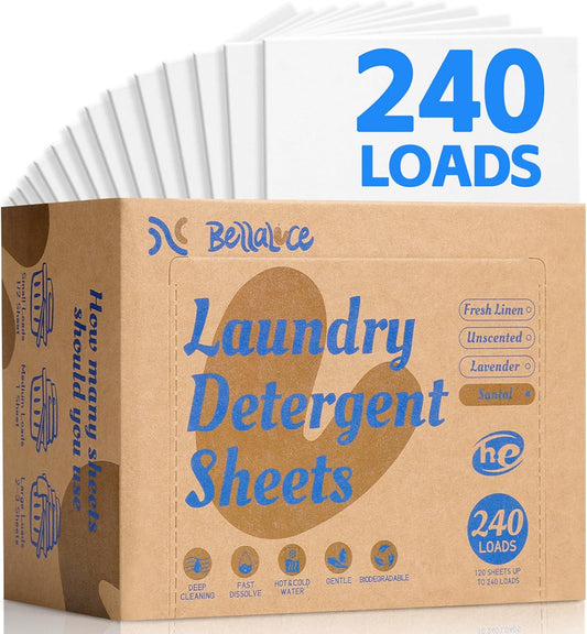 Laundry Detergent Sheets - 240 Loads Boys Santal Laundry Sheets for Dorm,College,Home,Hotel,Apartment,Camping,Cruise,Road Trip,Beach Vacation,Backpack,Small Space, Family School Travel Essentials - HavenBliss Decor