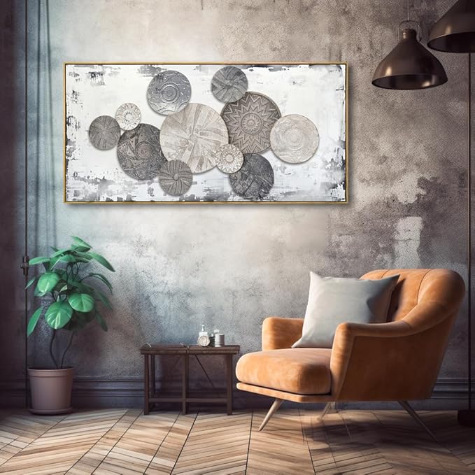 Wall Art Floral Rustic Wall Decor Brown and Grey Canvas Painting Abstract Wall Art for Bedroom Living Room Dining Room Home Office Decor 24"x48" with Framed