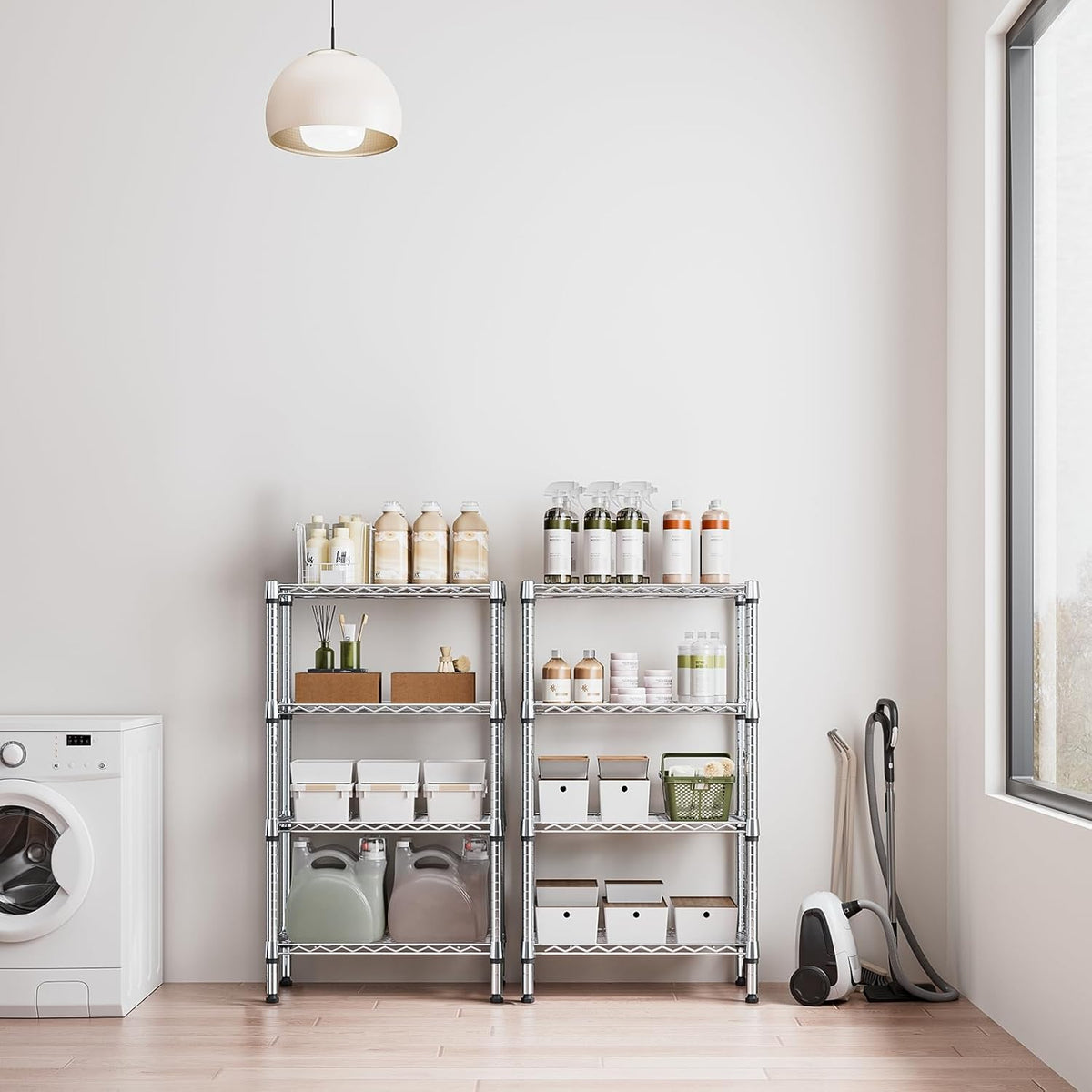 1000 lbs 4 Tier Shelf Metal Storage Shelves Wire Rack Closet Organizers for Garage Kitchen Bathroom Laundry Chrome 11.8" D x 25.6" W x 45.5" H - HavenBliss Decor