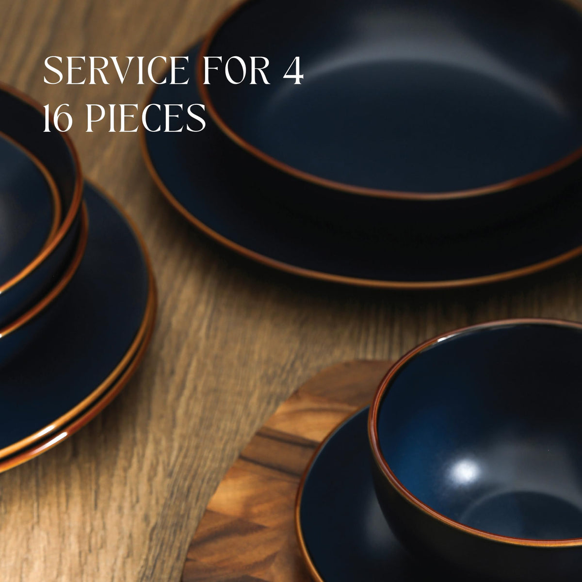 Brasa Stoneware 16 Piece Modern Dinnerware Sets