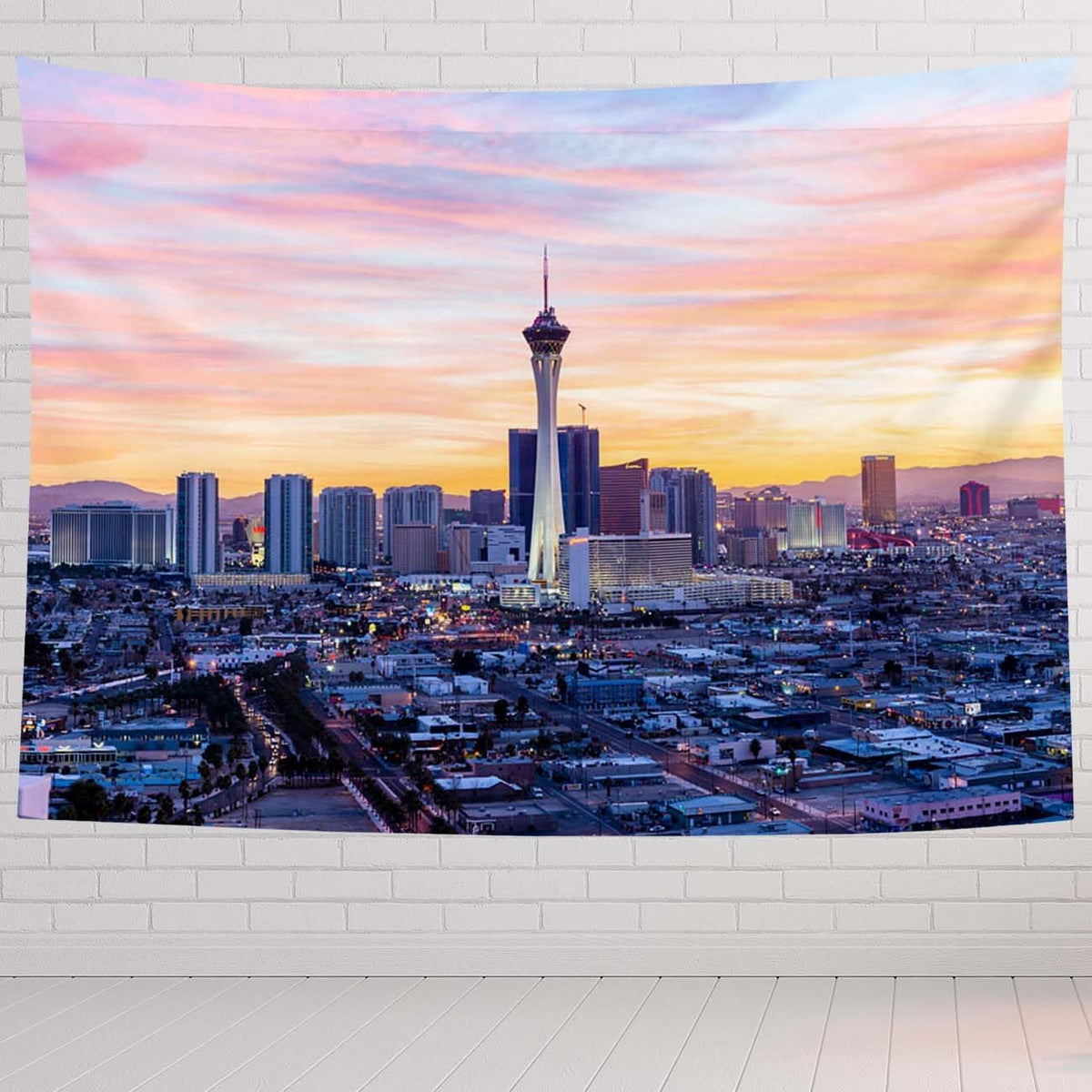Las Vegas Tapestry For Bedroom Las Vegas City Skyline Tapestries Wall Hanging For Living Room Dorm Office 60×50 In - HavenBliss Decor