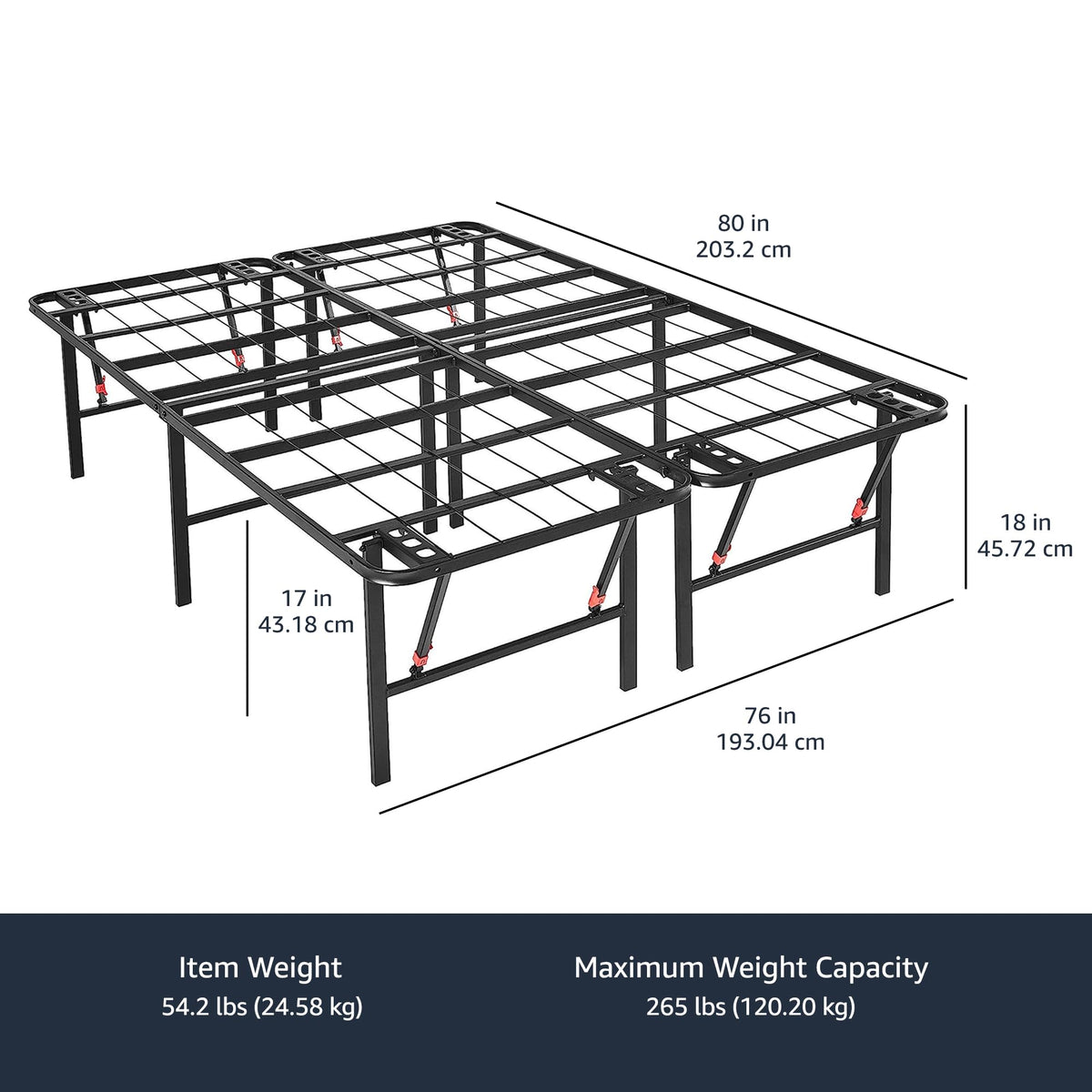 Foldable Metal Platform Bed Frame with Storage Space