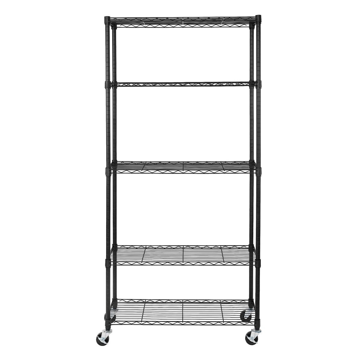 5-Tier NSF-Certified Steel Wire Shelving, 36"W x 14"D x 75.5"H, Black